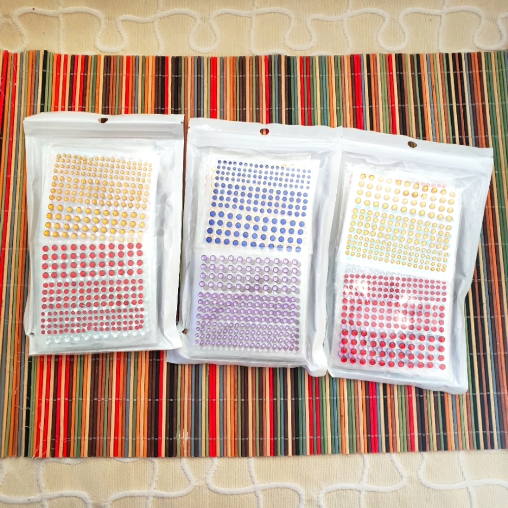 Rhinestone stickers, 3 packs, 75 sheets total